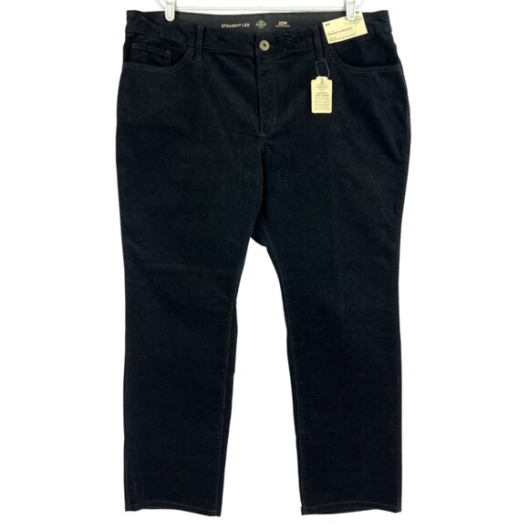 St. Johns Bay Women's Black Corduroy Pants Plus Size 24W Straight Stretch NWT - Picture 1 of 12